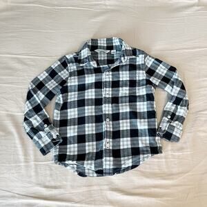 Janie and Jack Black and White Plaid Toddler Boy Long Sleeve Flannel Size 3T